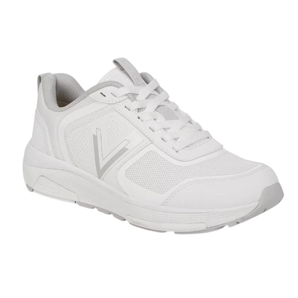 Vionic Womens Walk Strider Walking Sneakers US 8 EU 38.5 Off White Leather EUC